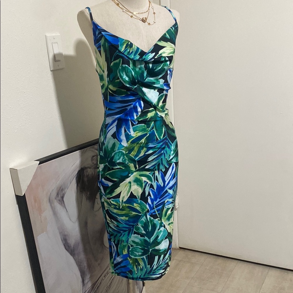 Tropical Print Sleeveless Dress